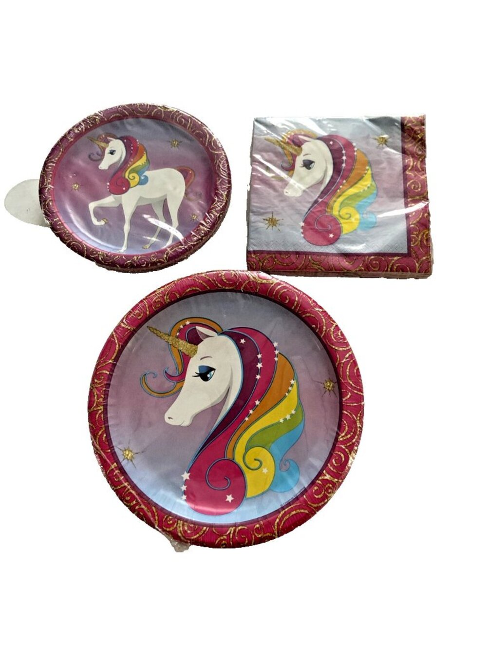 Birthday Party Kit Girls Unicorn PAPER PLATES & NAPKINS - 58 Pc